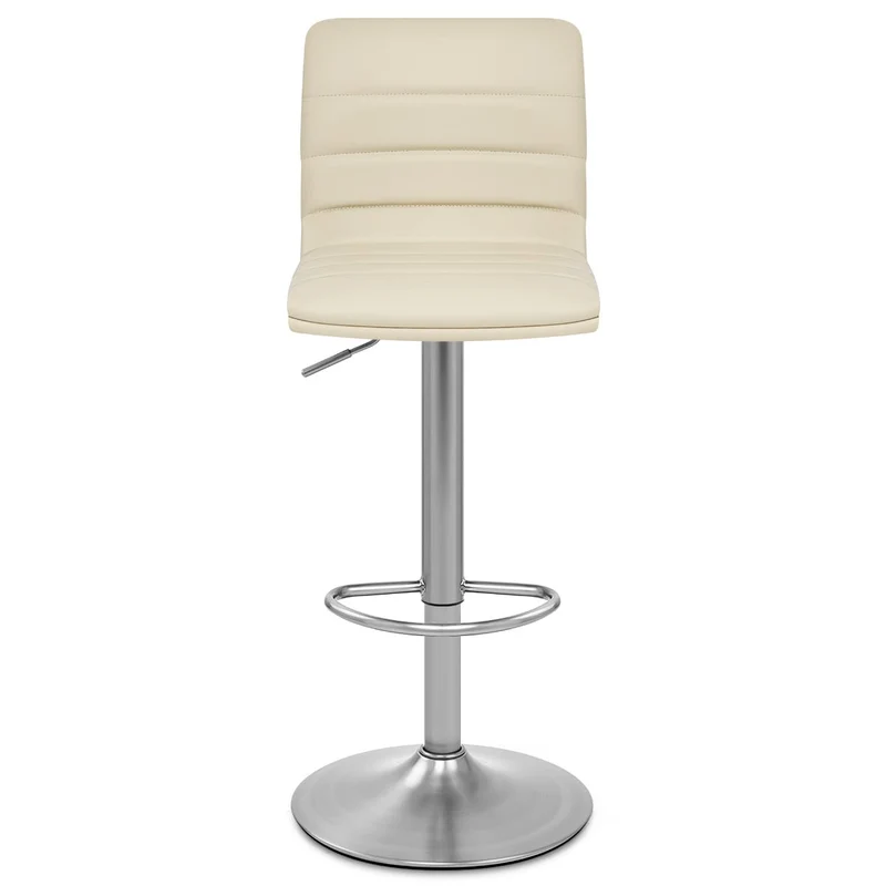Chaise de Bar Faux Cuir Chrome Brossé - Linear Crème