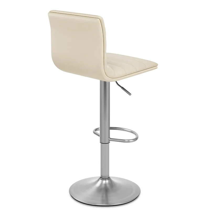 Chaise de Bar Faux Cuir Chrome Brossé - Linear Crème