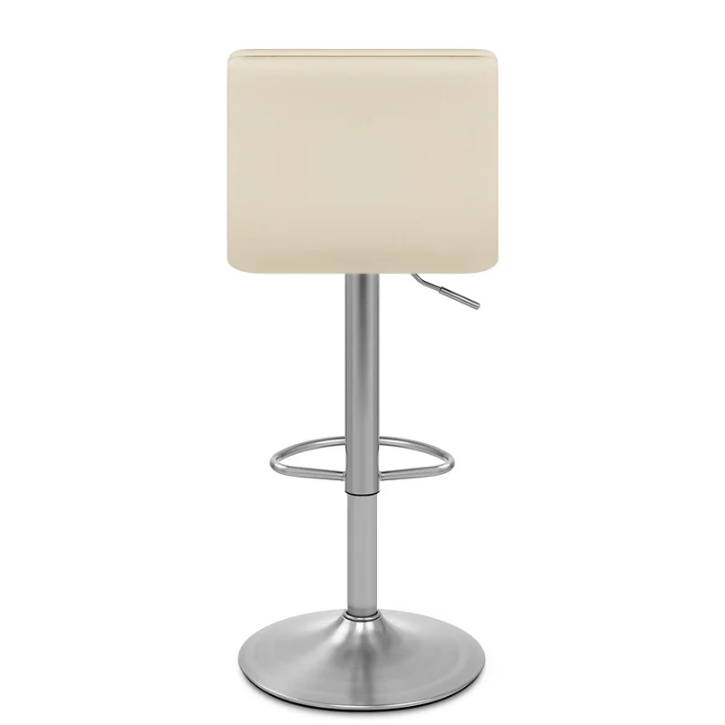Chaise de Bar Faux Cuir Chrome Brossé - Linear Crème