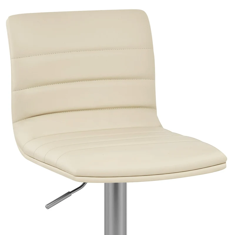 Chaise de Bar Faux Cuir Chrome Brossé - Linear Crème