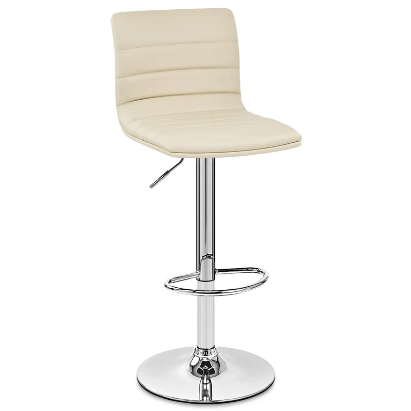 Chaise de Bar Faux Cuir Chrome - Linear Crème
