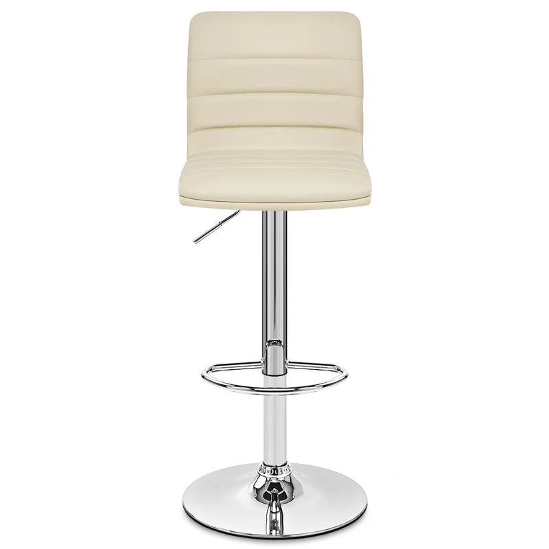 Chaise de Bar Faux Cuir Chrome - Linear Crème