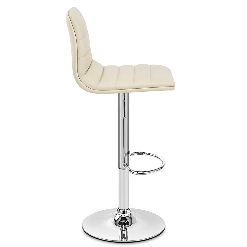 Chaise de Bar Faux Cuir Chrome - Linear Crème