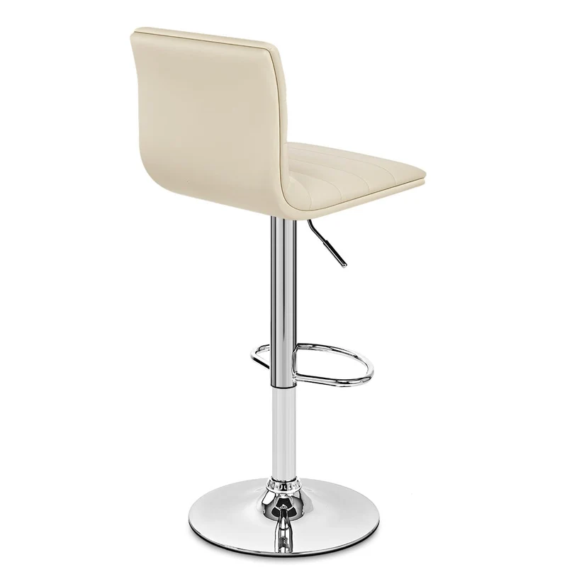 Chaise de Bar Faux Cuir Chrome - Linear Crème