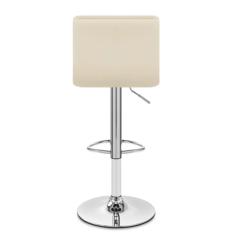 Chaise de Bar Faux Cuir Chrome - Linear Crème