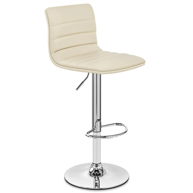 Chaise de Bar Faux Cuir Chrome - Linear Crème