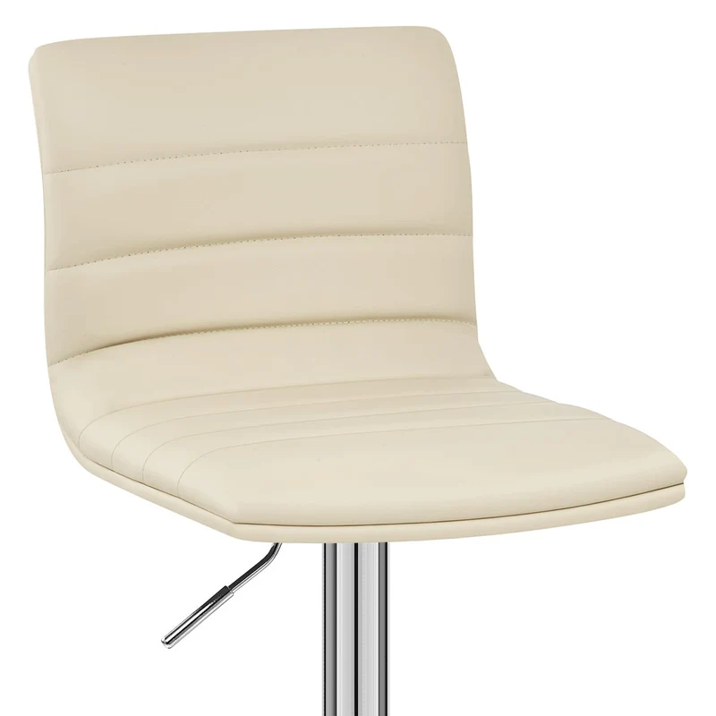 Chaise de Bar Faux Cuir Chrome - Linear Crème