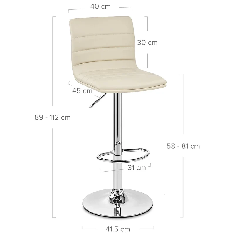 Chaise de Bar Faux Cuir Chrome - Linear Crème