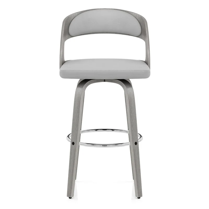 Chaise de bar Bois Gris Faux Cuir - Alicia Gris
