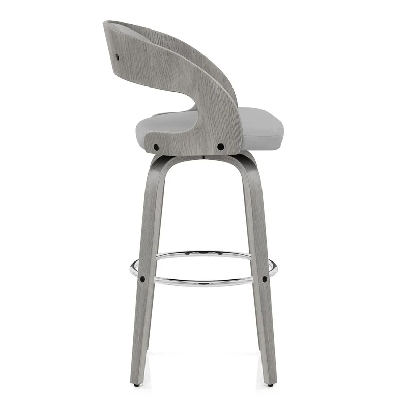 Chaise de bar Bois Gris Faux Cuir - Alicia Gris