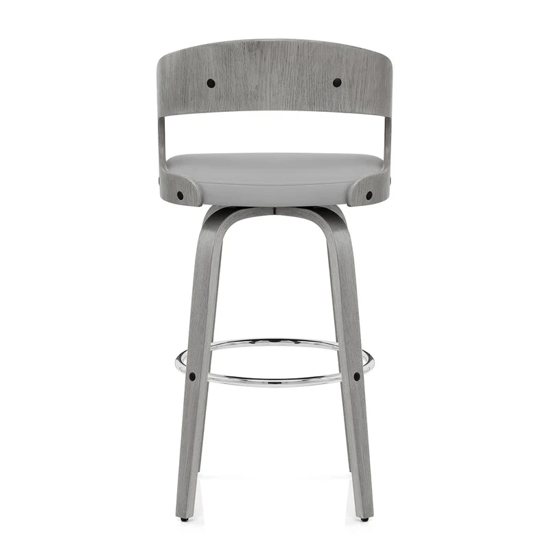 Chaise de bar Bois Gris Faux Cuir - Alicia Gris