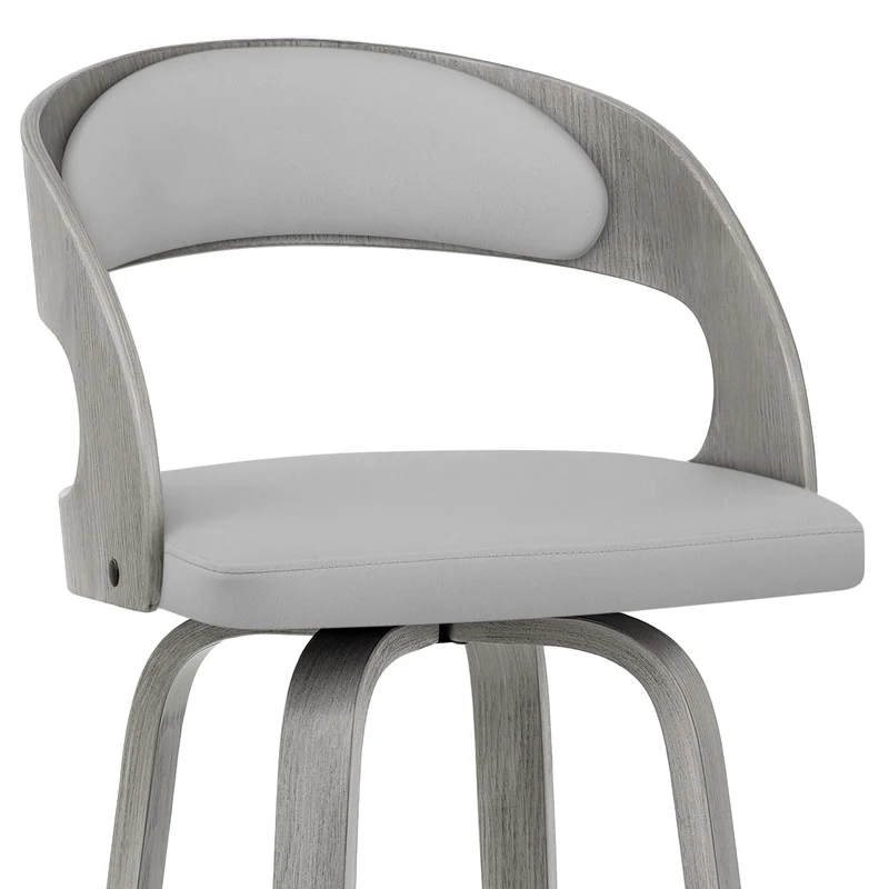 Chaise de bar Bois Gris Faux Cuir - Alicia Gris