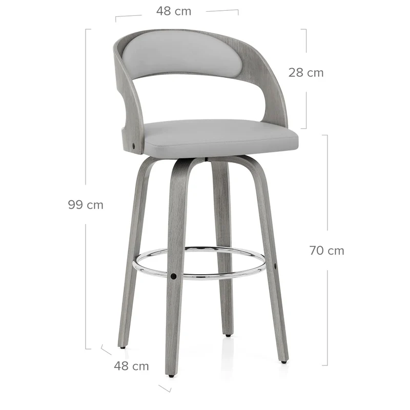 Chaise de bar Bois Gris Faux Cuir - Alicia Gris