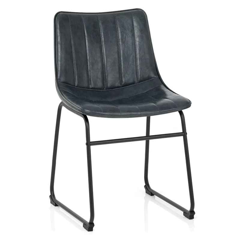 Chaise Faux Cuir - Tucker Bleu Foncé