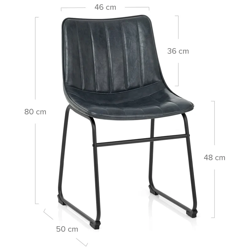 Chaise Faux Cuir - Tucker Bleu Foncé