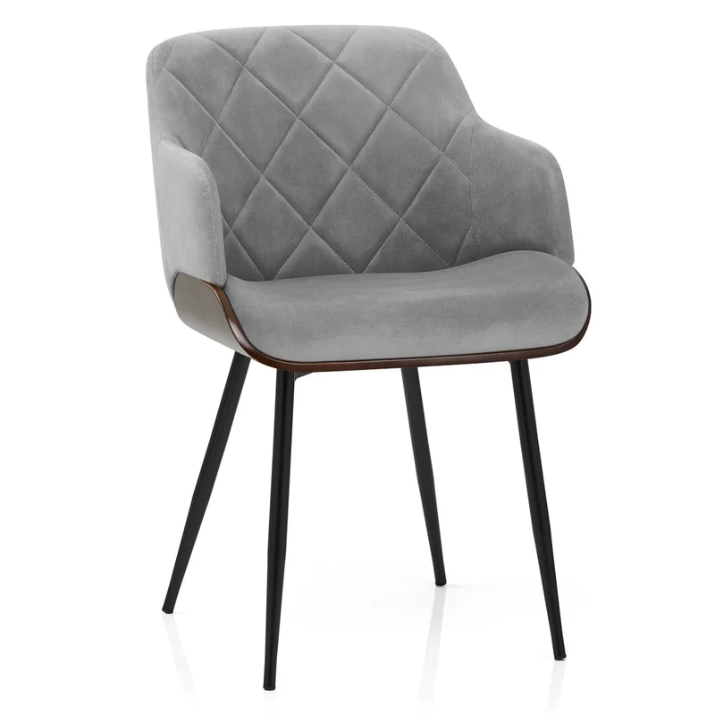Chaise Bois Velours - Dakota Gris