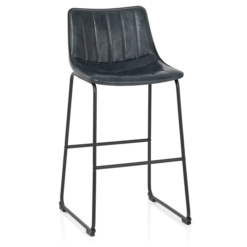 Chaise de Bar Faux Cuir - Tucker Bleu Foncé