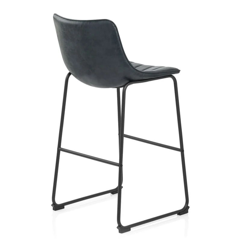 Chaise de Bar Faux Cuir - Tucker Bleu Foncé