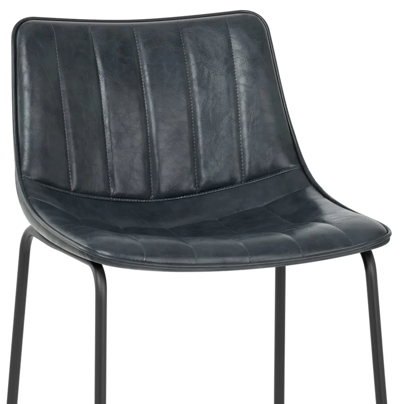 Chaise de Bar Faux Cuir - Tucker Bleu Foncé