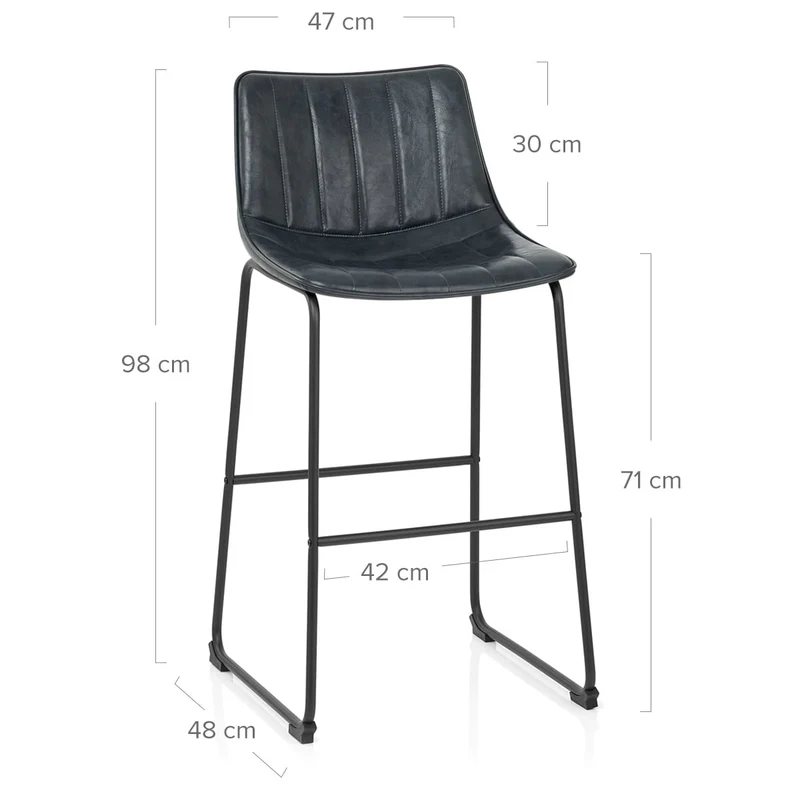 Chaise de Bar Faux Cuir - Tucker Bleu Foncé