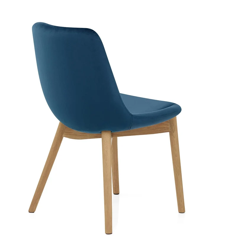 Chaise Velours Chêne - Kobe Bleu