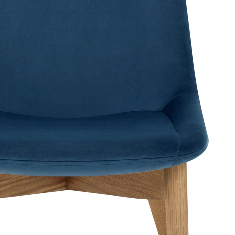 Chaise Velours Chêne - Kobe Bleu