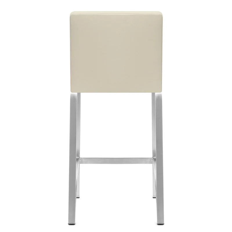 Tabouret Faux Cuir Chrome Brossé - Leah Crème