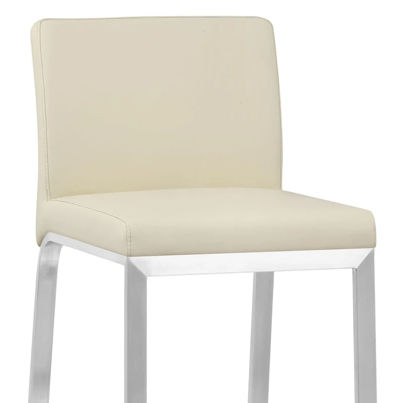 Tabouret Faux Cuir Chrome Brossé - Leah Crème