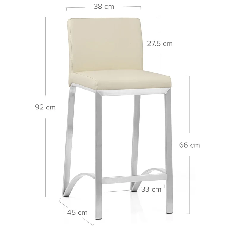 Tabouret Faux Cuir Chrome Brossé - Leah Crème