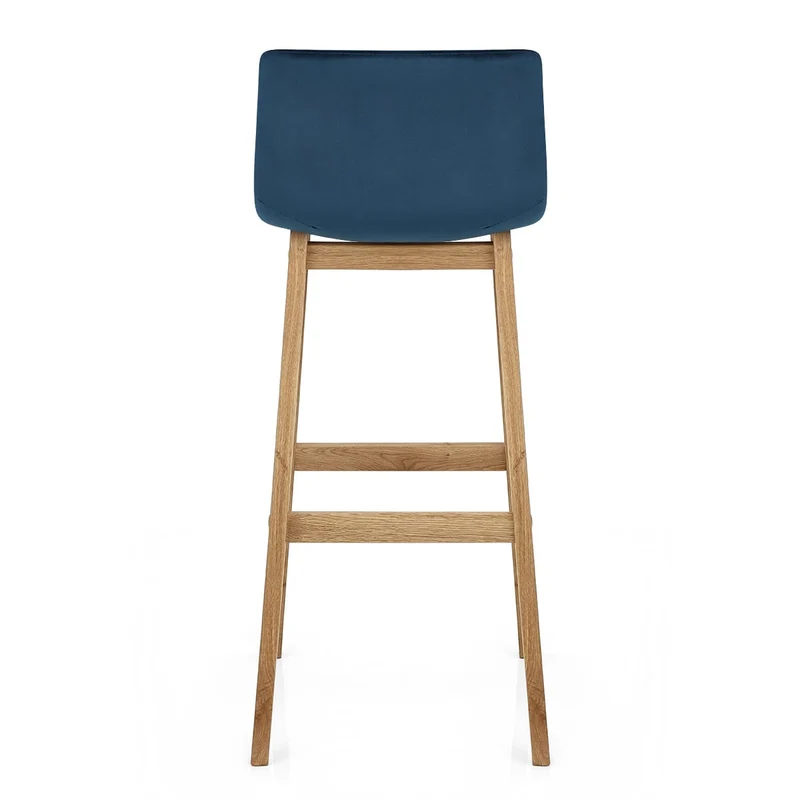 Tabouret de Bar Velours Chêne - Drift Bleu