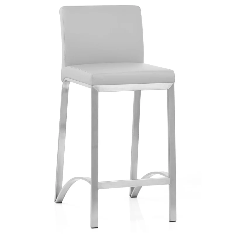 Tabouret Faux Cuir Chrome Brossé - Leah Gris