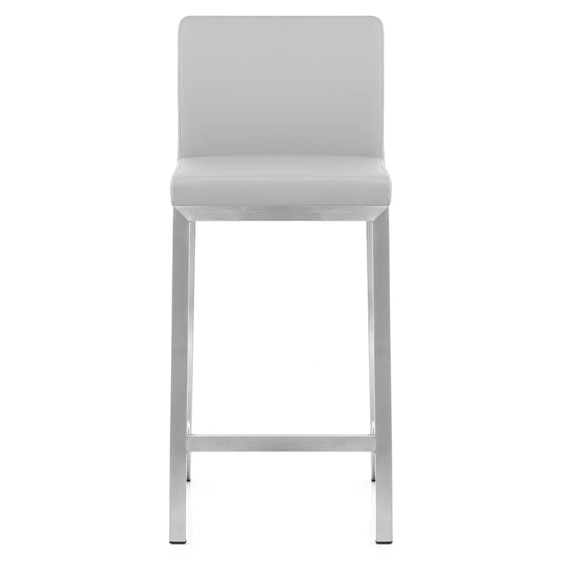 Tabouret Faux Cuir Chrome Brossé - Leah Gris