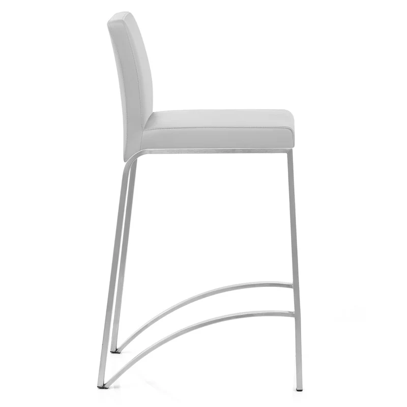 Tabouret Faux Cuir Chrome Brossé - Leah Gris