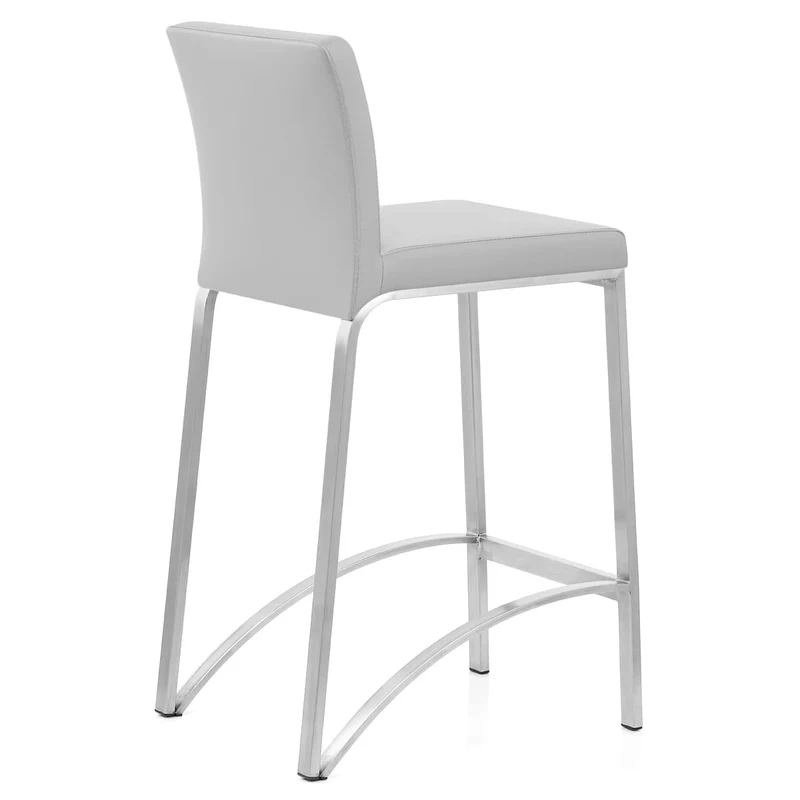 Tabouret Faux Cuir Chrome Brossé - Leah Gris