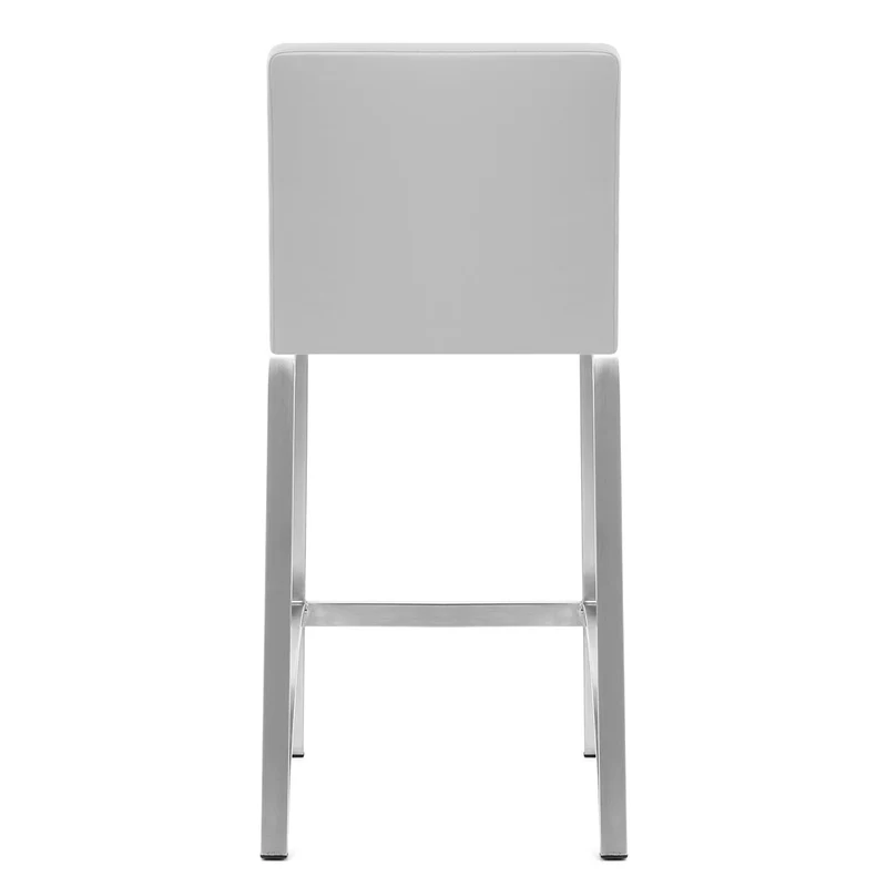 Tabouret Faux Cuir Chrome Brossé - Leah Gris