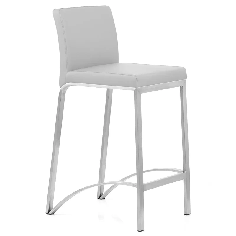 Tabouret Faux Cuir Chrome Brossé - Leah Gris