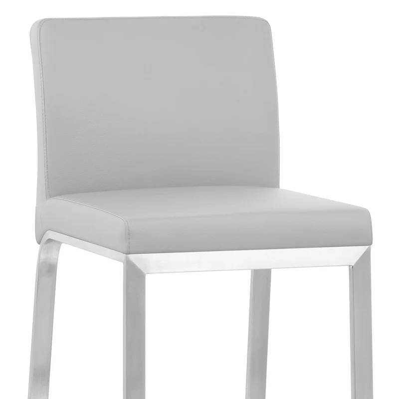 Tabouret Faux Cuir Chrome Brossé - Leah Gris