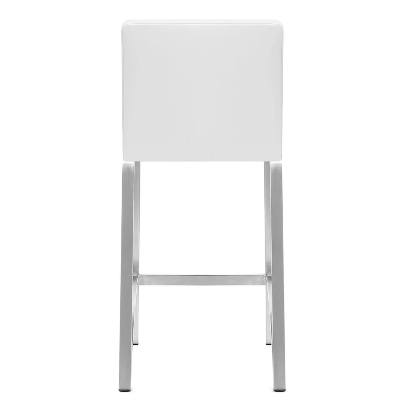 Tabouret Faux Cuir Chrome Brossé - Leah Blanc
