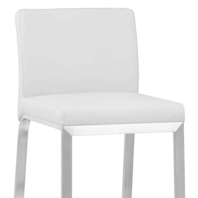 Tabouret Faux Cuir Chrome Brossé - Leah Blanc