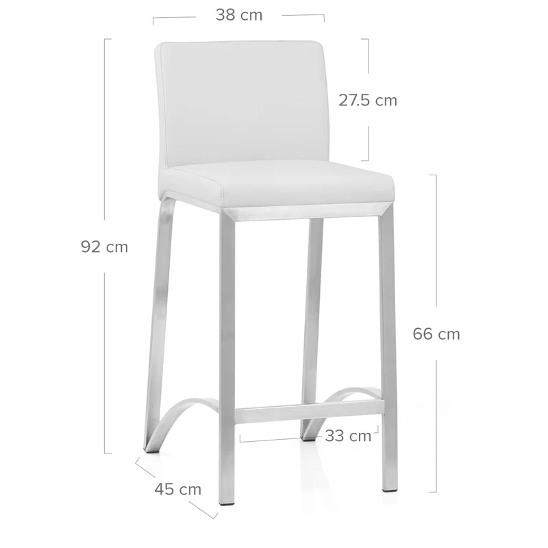 Tabouret Faux Cuir Chrome Brossé - Leah Blanc