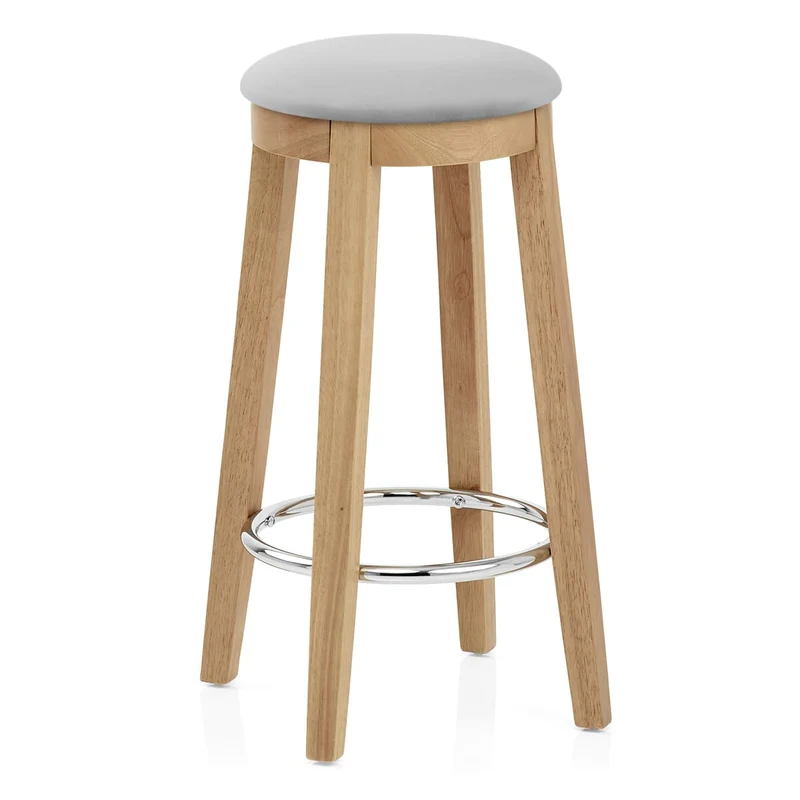 Tabouret de Bar Bois Velours - Ikon Gris