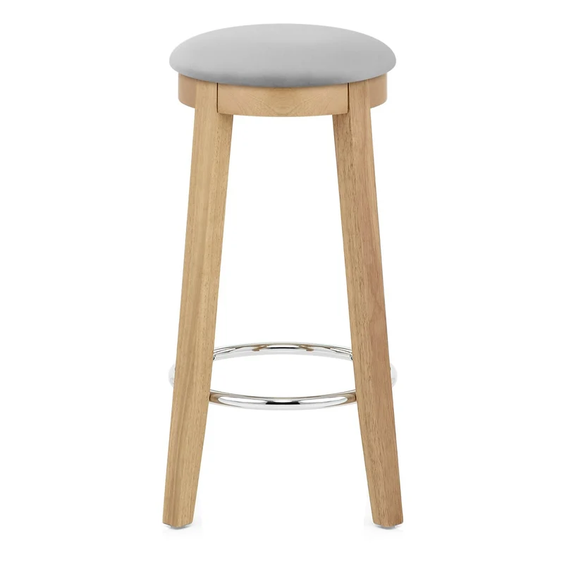 Tabouret de Bar Bois Velours - Ikon Gris