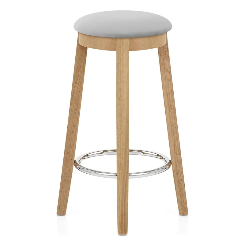Tabouret de Bar Bois Velours - Ikon Gris