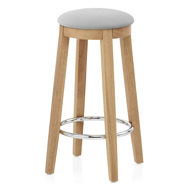Tabouret de Bar Bois Velours - Ikon Gris