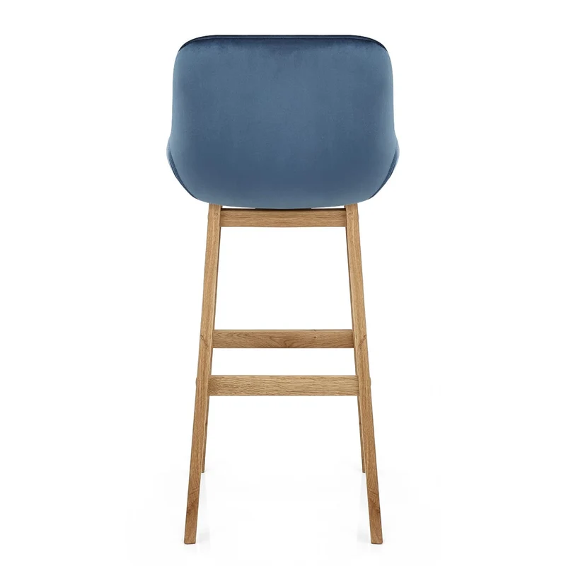 Chaise de Bar Bois Velours - Miami Bleu