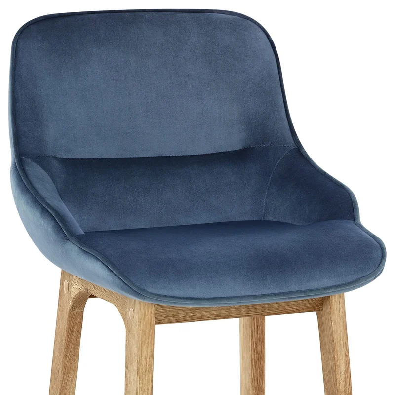 Chaise de Bar Bois Velours - Miami Bleu