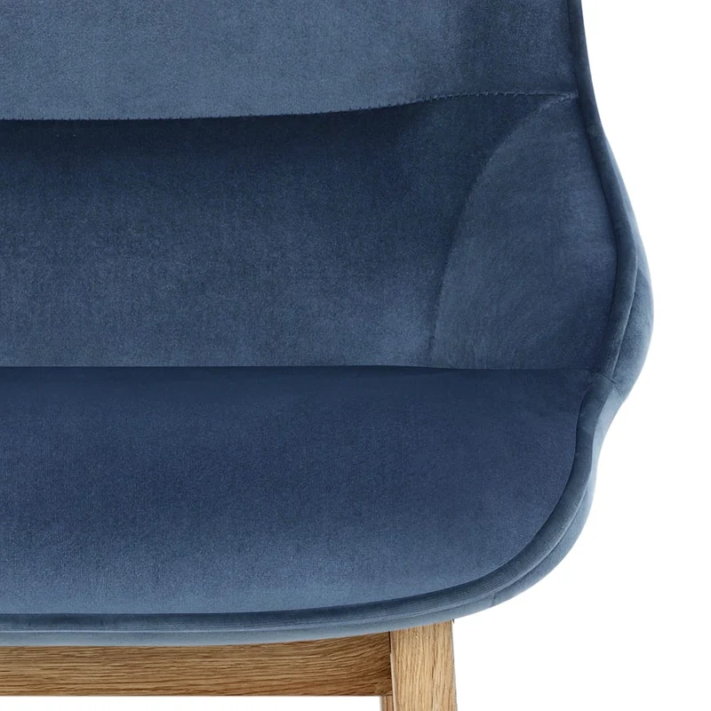 Chaise de Bar Bois Velours - Miami Bleu