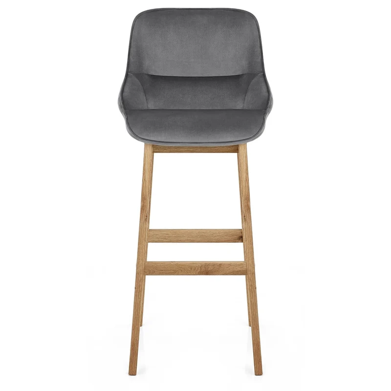 Chaise de Bar Bois Velours - Miami Gris