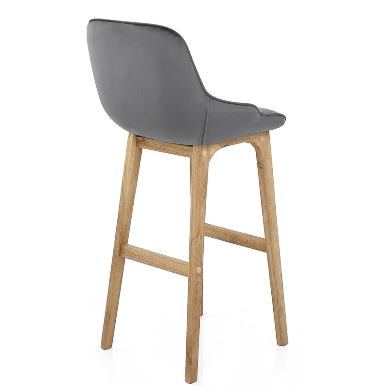 Chaise de Bar Bois Velours - Miami Gris