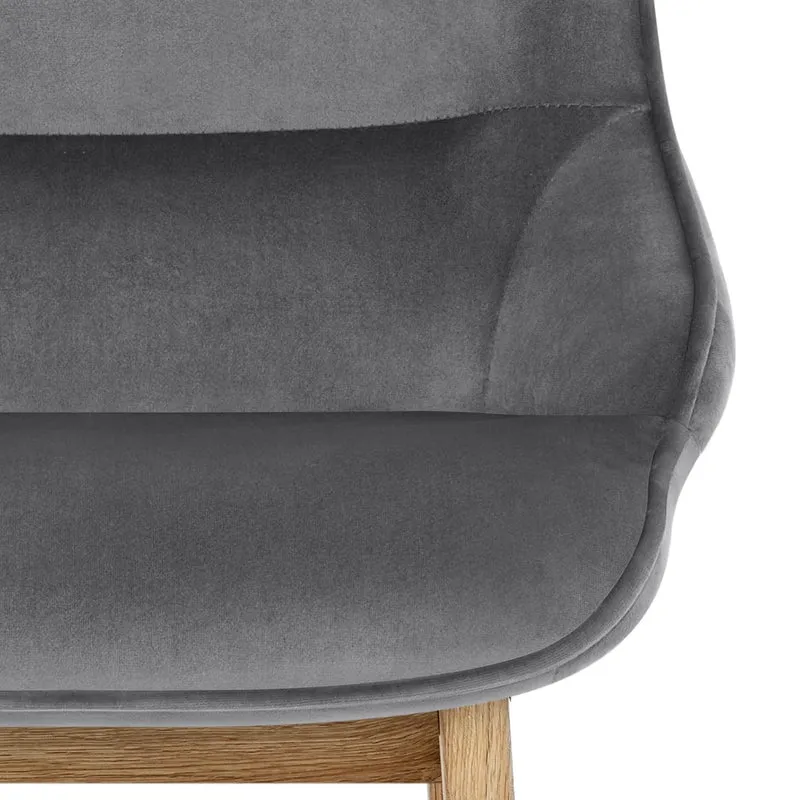 Chaise de Bar Bois Velours - Miami Gris
